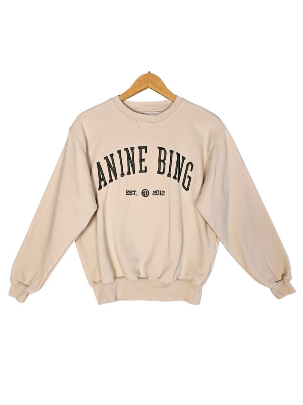Anine Bing Cream Ramona Crewneck Sweater, Large
